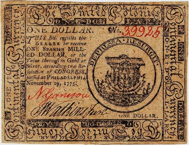 Continental Currency $1 banknote