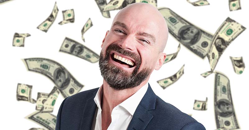 happy rich man "I Want to Start a Business but I Have No Ideas". Read This.